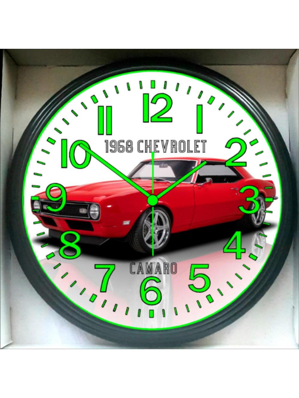 1968 Chevrolet Camaro Garage Shop Glow In The Dark Wall Clock New!